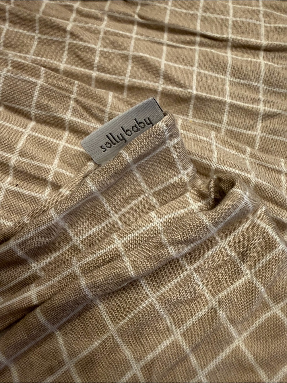 solly baby Tan Grid Muslin Swaddle